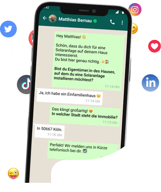 WhatsApp Chat auf dem Smartphone mit KI-Konversation